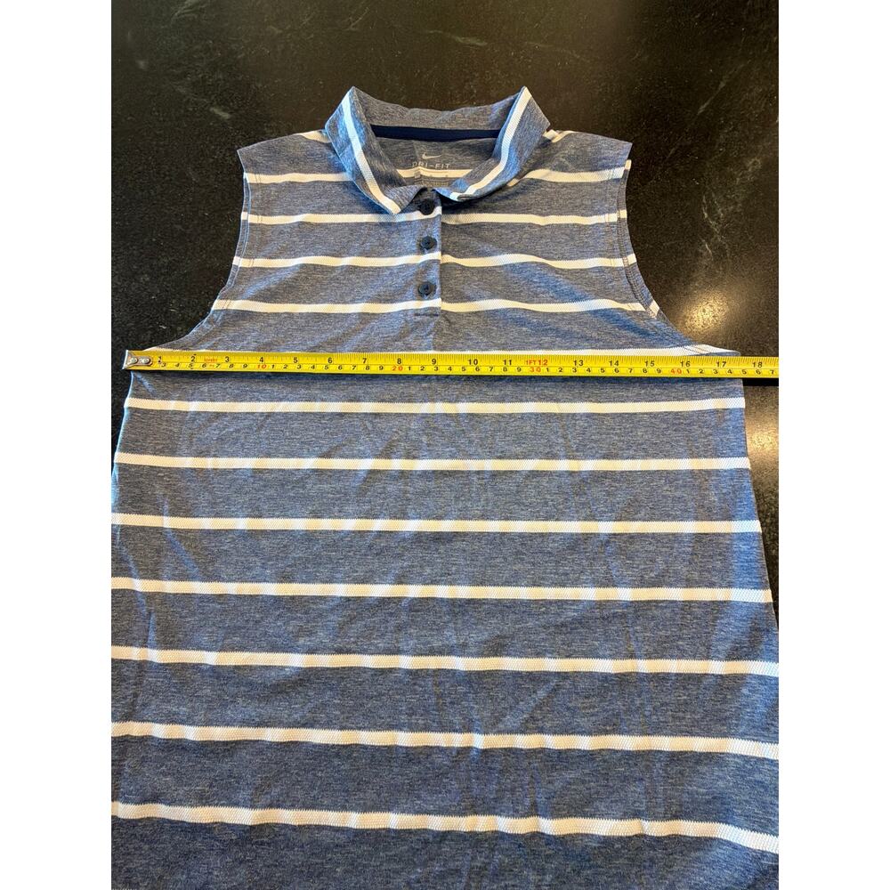 NIKE Dri-Fit navy and white sleeveless golf polo MED - Picture 9 of 10